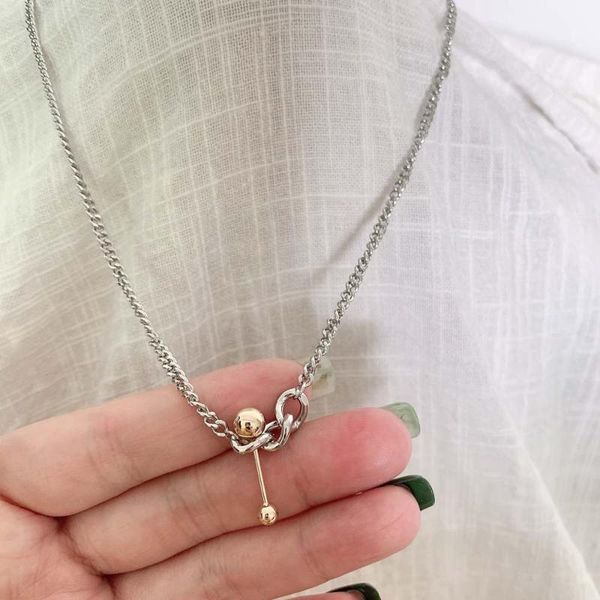

gold silver color mixed balance ball pendant necklaces women street style collars chokers