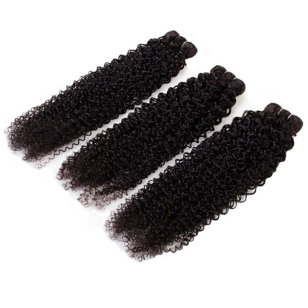 

quality peruvian virgin hair kinky curly 3 bundles 100% human hair weft brazilian malaysian indian human hair extensions wholesale price, Black