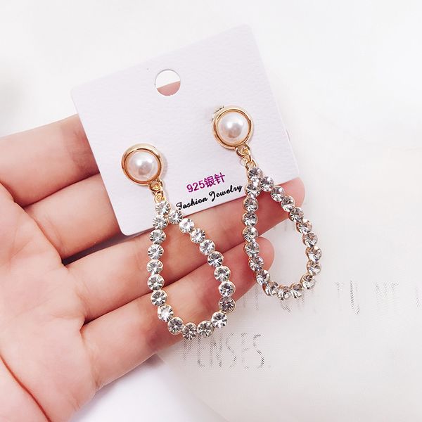 

2021 new arrival metal earrig classic spike women dangle earrings water drop korean simple eardrop for female korean jewelry, Silver