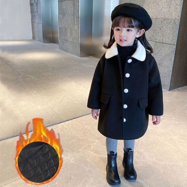 

baby girls winter coat kids wool jackets toddler girl fall clothes fall warm long outfits parkas for 2 3 4 5 6 7 8 years 201106, Blue;gray