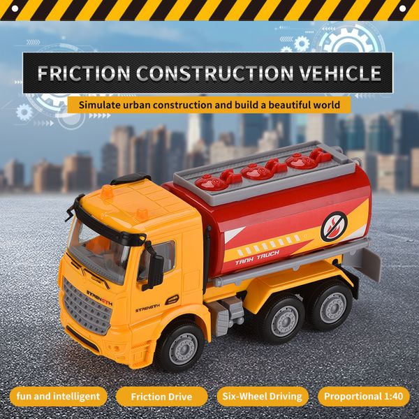 

abs plastic construction vehicle toy for kid learning cognition friction rescue car toy tank truck gift