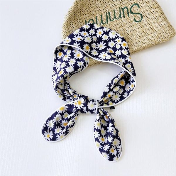 

scarves round corner scarf wild fashion bow decoration lattice small silk work manufacturers spot wholesale, Blue;gray