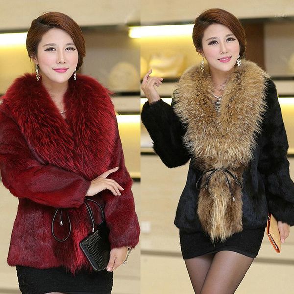 

new womens imitation fur outwears large size casual man-made fur overcoats black/red s/6xl winter clothes casaco d4251
