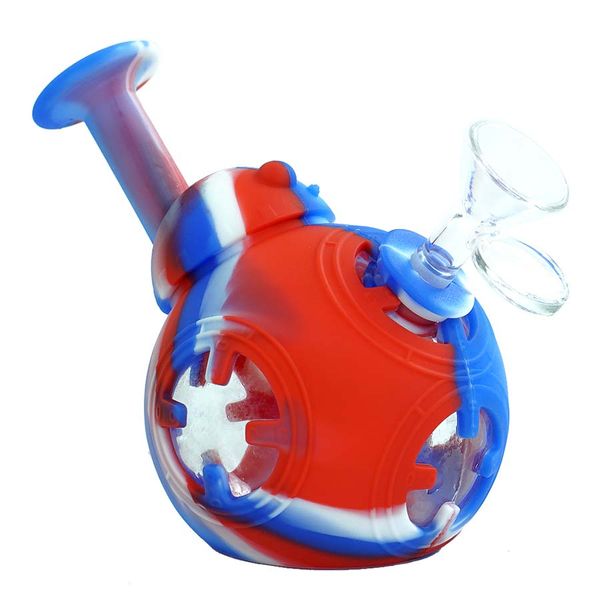 tubi per fumare elettrici dab rig con ciotola di vetro tabacco Narghilè dab rig tubo portatile infrangibile in silicone resistente al calore con ciotola di vetro