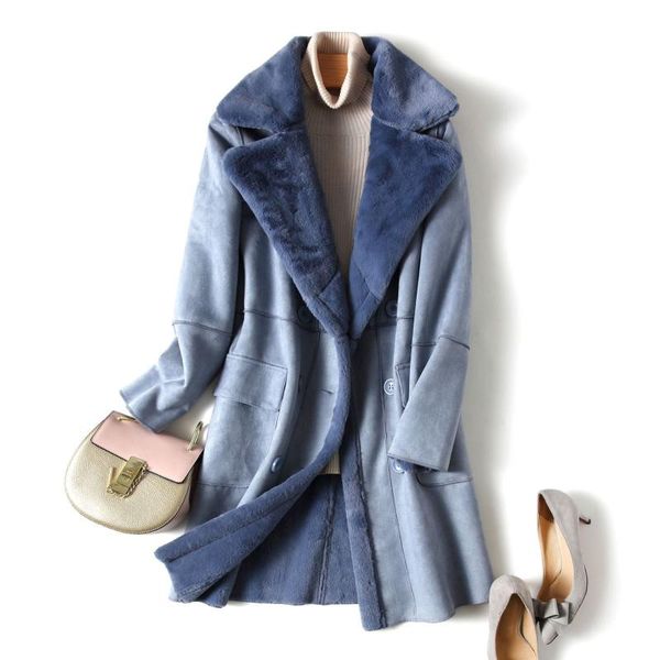 

women loose suede long coats 2020 autumn winter fashion thick warm coat female double breasted jackets parkas outerwear wp56, Black