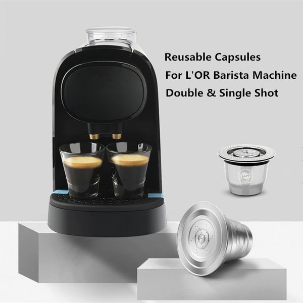

refillable stainless steel xxl double & single capsule pod l'or barista lm8012 coffee filters for lor machine q0109