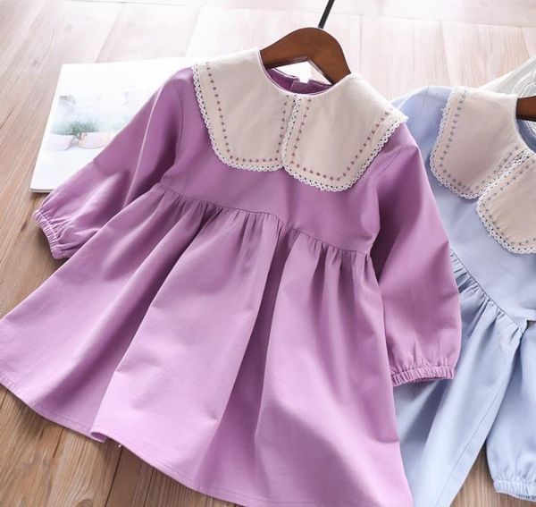 

girl's dresses owligbaby 2021 embroidery full sleeves dress girls wholesale1, Red;yellow