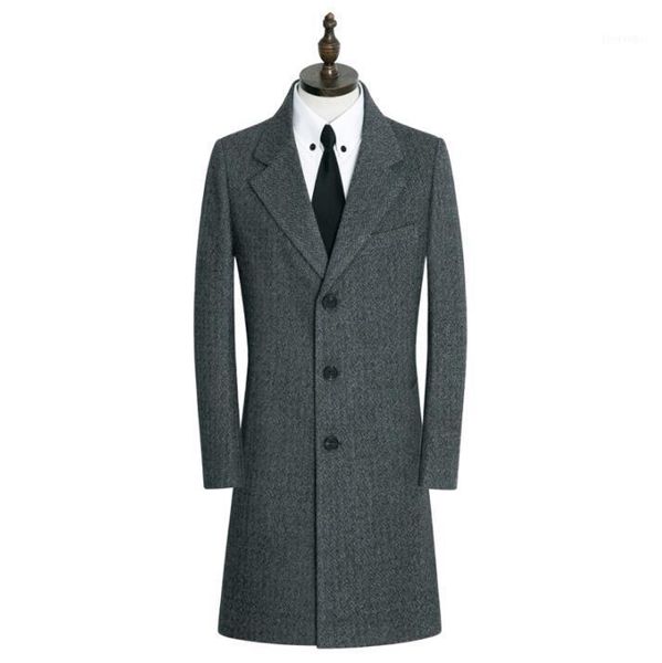 

casual woolen coat men trench coats long sleeves single-breasted overcoat mens cashmere coat casaco masculino england black1, Black