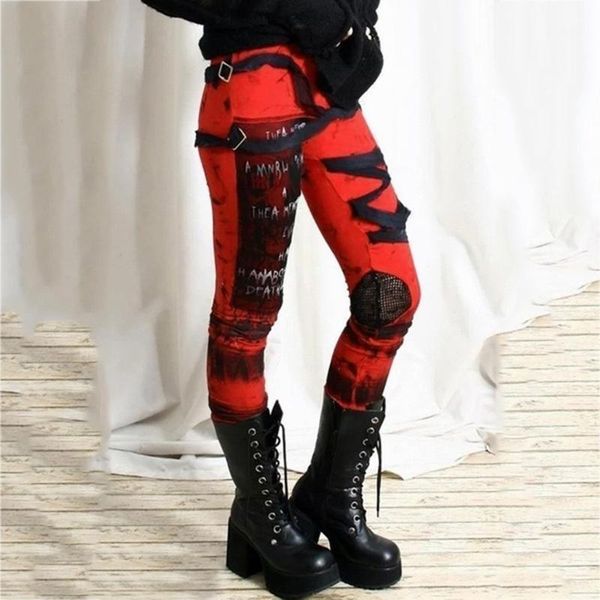 

running pants women's cool ultra gathered gothic rocker distressed punk tie leggings casual sport trousers 2.191, Black;blue