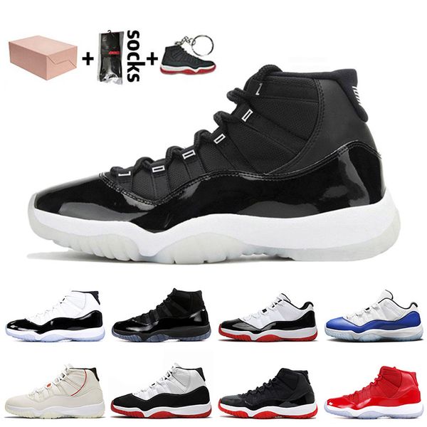 

with box new 25th anniversary metallic silver jumpman 11 11s basketball shoes bred concord blue cap and gown women men trainers sneakers