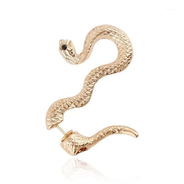 

1pc european punk snake earrings for women womens jewelry vintage night club animal stud earing girl party gift e2211, Golden;silver