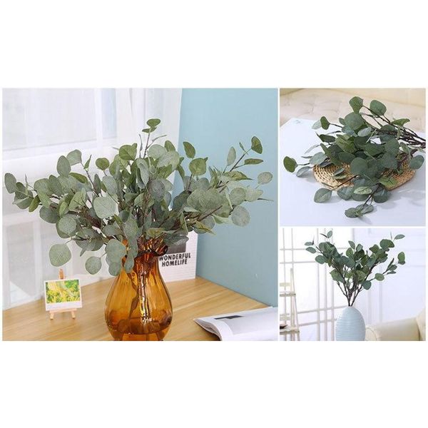 

60cm party artificial silk plant eucalyptus green plant branch leaves home garden party decorative diy plant wall jllybf sinabag
