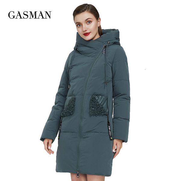 

gasman warm winter down parka women's jackets coats outerwear slim lambswool coat women female fashion hooded jacket 017 201118, Black