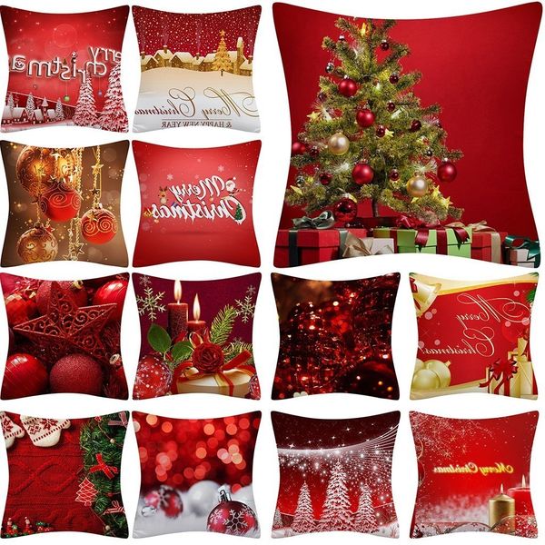 

santa decoration 45x45cm red pillowcase claus tree cushion cover christmas decor for home 2020 navidad xmas gift