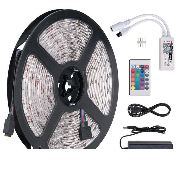 

dc12v 5050 smd rgb wifi led strip 5m smart flexible tape light magic home app google home alexa wireless control tv light