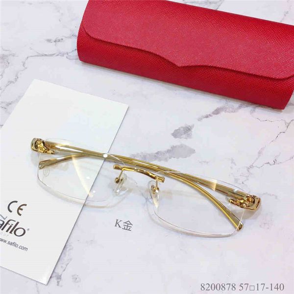 

8200878 new advanced men and women business style fashion optical eyes metal frameless goggles square frame included box, White;black