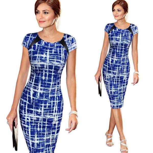 

women elegant dresses bodycon office formal business work party sheath tunic pencil midi o-neck short sleeves dress, Black;gray