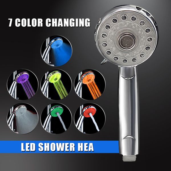 Novo automático 7 cores LED luzes de banho chuveiro cabeça economia de água única chuveiro de chuveiro y200109