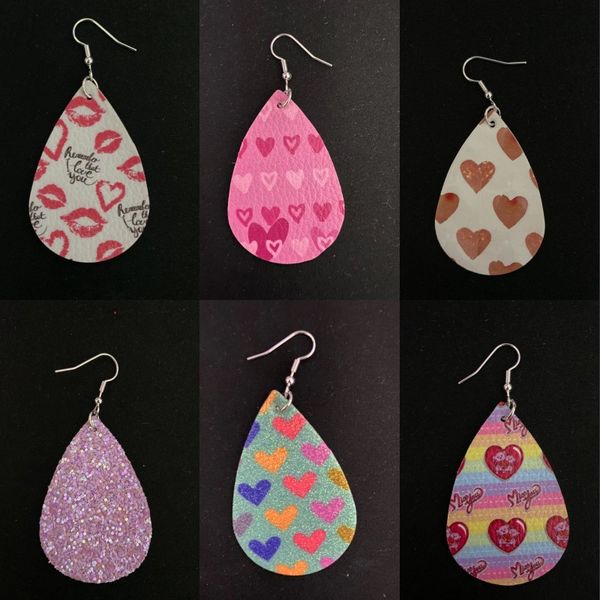 

heart print pu leather drop earrings dangle drop earrings valentines day gifts love fashion jewelry w-00589 53 g2