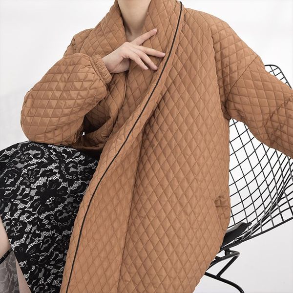 

famale autumn winter long coat back many buttons loose fashion long sleeve cotton jacket 2020 new women parkas wth120, Black