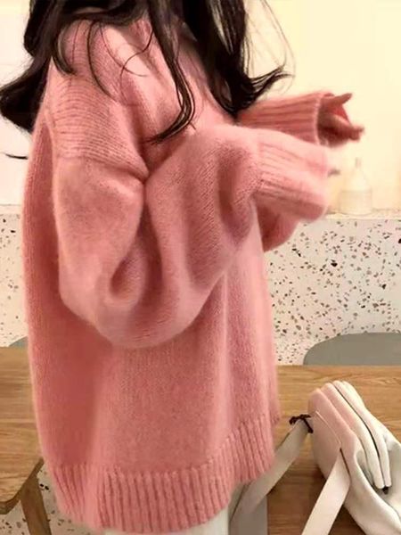 

women's sweaters autumn and winter loose lazy gentle style pullover round neck long sleeve for women, White;black