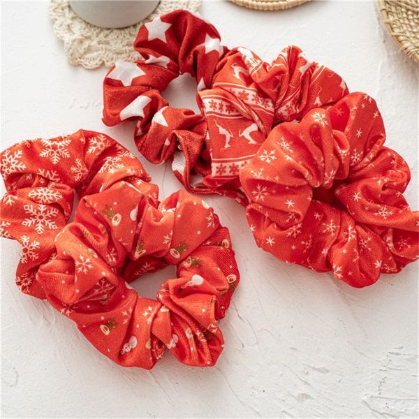 Frauen-Rot-Art-Haar-Riegel-Festival Scrunchies Mädchen-Geschenk Pferdeschwanz-Halter-elastischer Haarreif Haarschmuck Kopfbedeckung