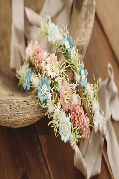 

сушеный цветок корона детские headdress новорожденное фото опора детские цветки ободки фотосессия headwears bbyttg homebag, Slivery;white