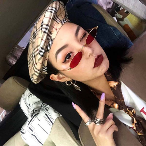 

lfan ying feng yuan fang quan zhi long same style oval sunglasses female ins windnet red personality m, White;black