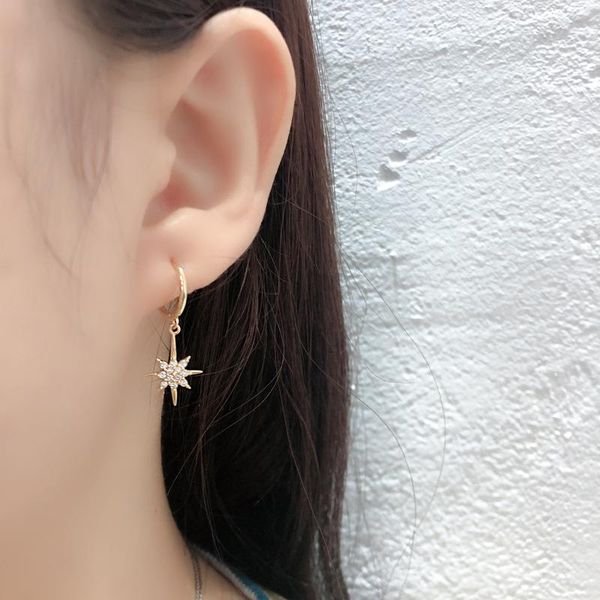 

1Pair Piercing 925 Sterling Silver Earrings for Women 2021 Trend Jewelry Diameter 11mm Sparkling Star Inlaid Zircon Earrings