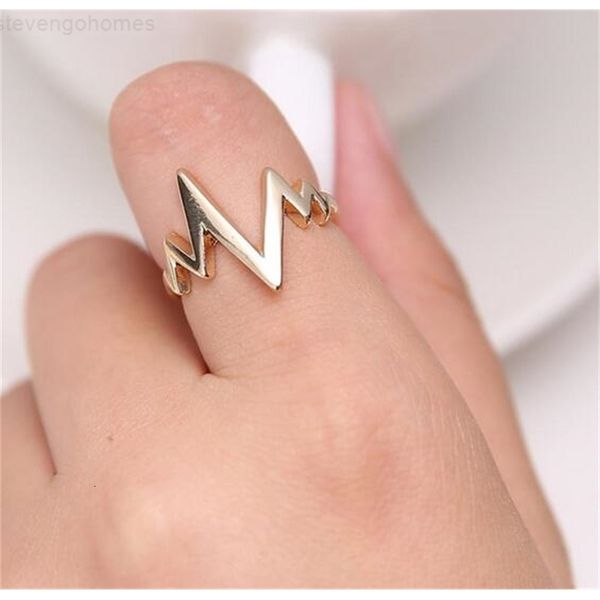 

ecg men women black alloy fashion popular wave ring female male couples rings bijouterie, Silver