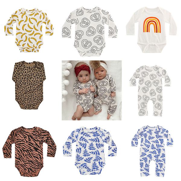 

enkelibb младенца unisex с длинным рукавом rompers зимы осени новые поступления leopard banana радуга шаблон onesie младенец хлопок одежда c, Blue