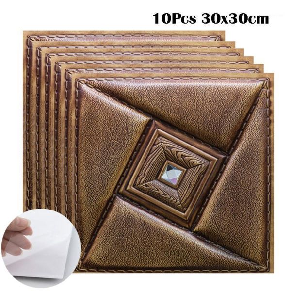

wall stickers 10pcs 3d european classical sticker self-adhesive tiles diy waterproof vintage living room home decor 30*30cm1