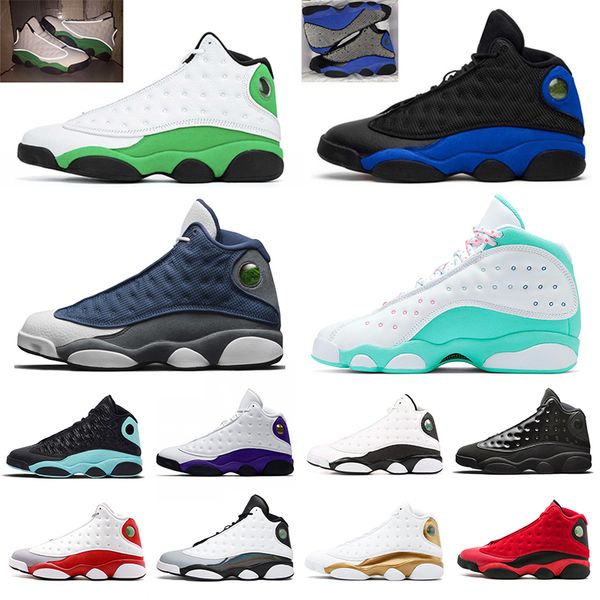 

jumpman flint 13 men women basketball shoes 13s reflective hyper royal lucky green playground outdoor mens sports sneaker trainer 5.5-13, White;red