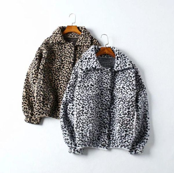 

women's jackets hcbless 2021 autumn and winter street fashion people wild imitation velvet thick leopard coat, Black;brown