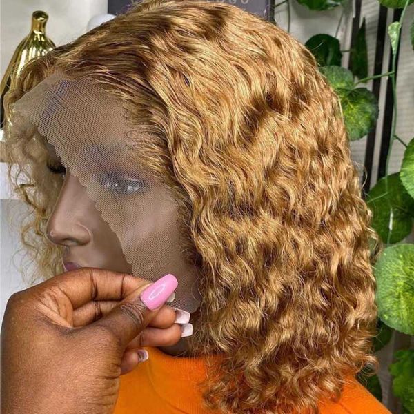 

lace wigs middle part curly bob wig short 150% t front human hair for women pre plucked with baby natural remy, Black;brown
