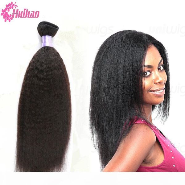 

8a brazilian hair unprocessed kinky straight hair bundles natural black color hair weave weft 8"-30" 3pcs lot huihao, Black;brown