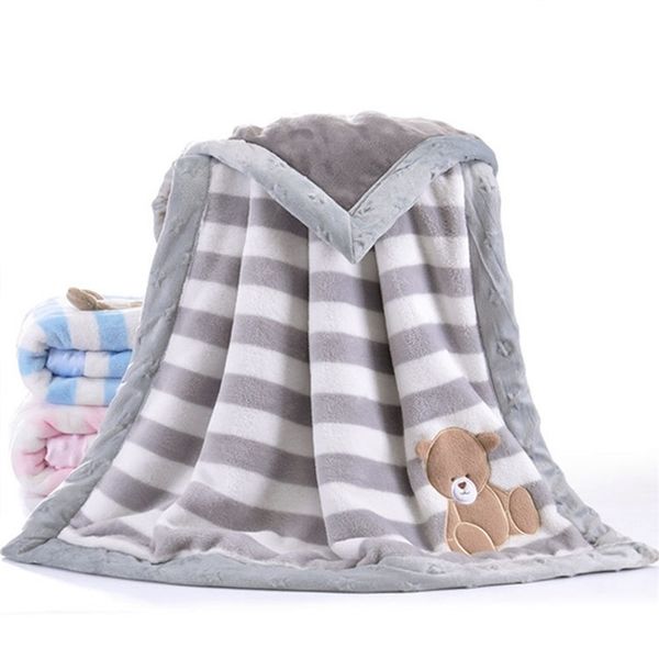 

double layers thicken baby blanket winter warm 75x100 cm kids nap flannel swaddle bedding receiving wrap blanket for newborn 201124