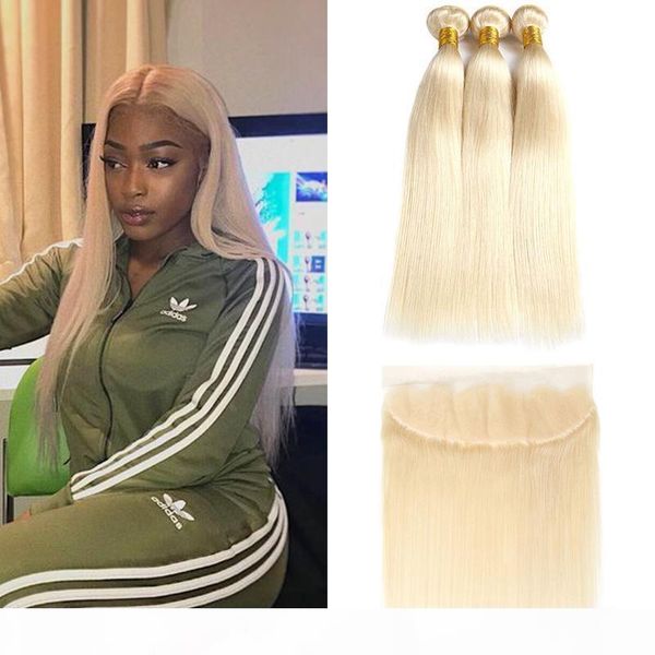 

malaysian hair weave 613 blonde hair bundles with frontal malaysian peruvian cuticle aligned virgin hair 2 3 bundles with 13*4 lace frontal, Black;brown