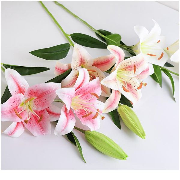 

1pc lily bouquet artificial flower real touch flower for wedding home party decoration diy artificial fake flower shooti jllviv