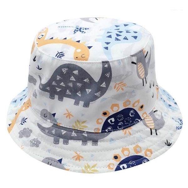 

new summer kids baby boys cartoon dinosaur upf 50 sun protection hat bucket hat1, Yellow