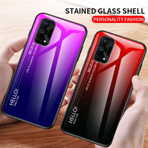 

luxury gradient glass case for oppo f17 find x2 reno 4 realme 6 7 x50 x7 7i c3 c11 c15 c17 pro back cover funda