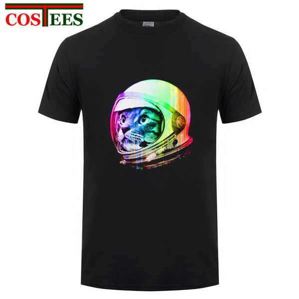 

sport funny astronaut space cat men t shirt summer starmanx cotton tshirt homme spacex high streetwear man hip hop tee shirt camisetas