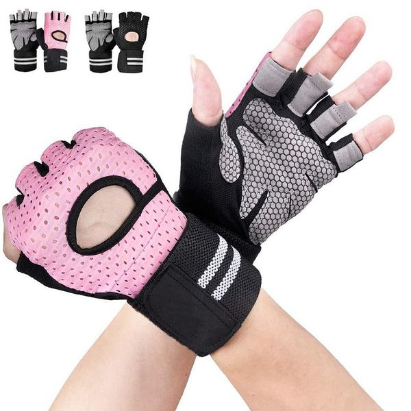 

fitness men and women equipment training compression wristbands half-finger non-slip dumbbell sports riding gloves, Blue;gray