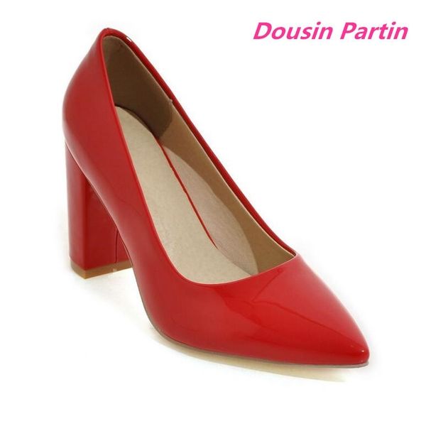 

dousin partin women pumps square high heel fashion women shoes platform slip on all match elegnat casual wedding shoes lj200928, Black
