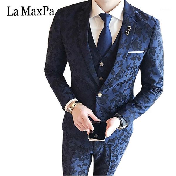 

la maxpa (jacket+pants+vest) fashion brand male singer men suit spring casual suit slim fit groom party wedding prom dress suits1, White;black