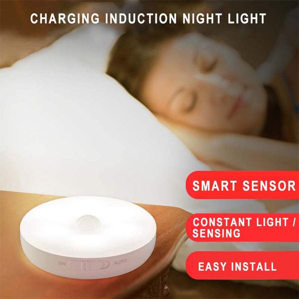 

usb charging human body induction night light energy saving mini lamp bedroom lighting mini energy saving led sensor lamp