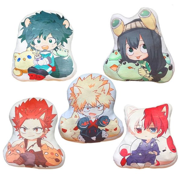 

42-45cm my hero academia pillow toy anime izuku bakugou todoroki tsuyu kirishima eijiro stuffed doll double sided case for gift y200703