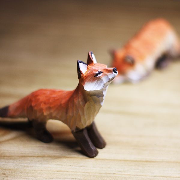 

deer carving of demon three in pieces shop, handicraft, red and white fox solid wood