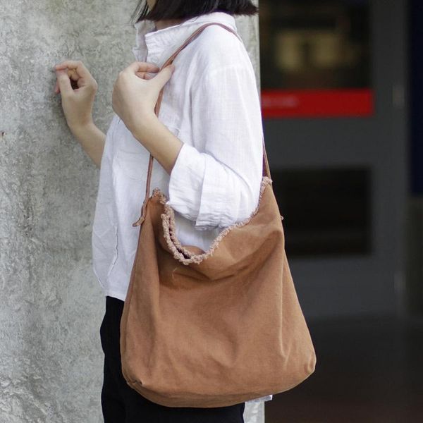 

forest art canvas simple wild shoulder tote bag shopping crossbody bag solid color edge grinding fashion simple girls hand