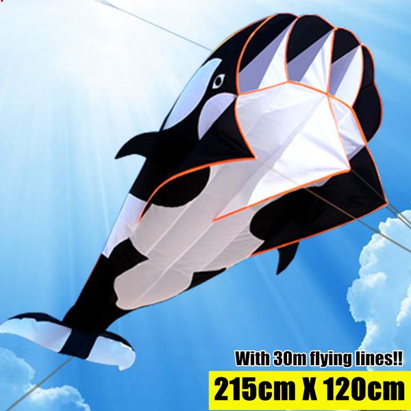 

215cm 3d blue kite outdoor sport dolphins flying kites toys huge dolphin kite soft easy to fly sport kite 1018